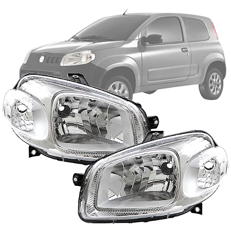 PAR FAROL NOVO FIAT UNO VIVACE 2010 A 2014 CROMADO