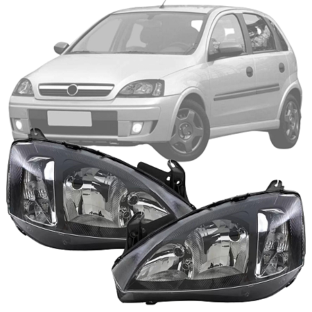 PAR DE FAROL CORSA E MONTANA 2003 A 2011 MASCARA NEGRA