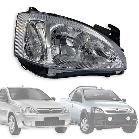 FAROL CORSA MONTANA 2003 A 2011 CROMADO LADO DIREITO