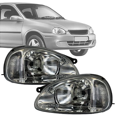 PAR FAROL DIANTEIRO CORSA 2001 A 2010 CARCAÇA PRETA