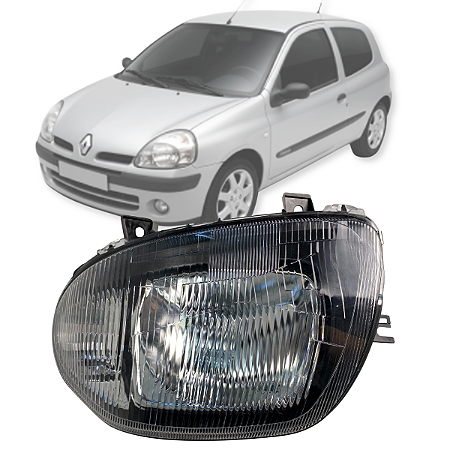 FAROL CROMADO FOCO SIMPLES CLIO 2000 Á 2002 LADO ESQUERDO