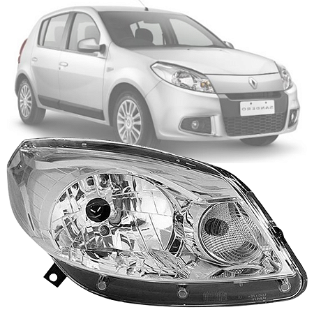 FAROL DIANTEIRO SANDERO 2012 A 2014 CROMADO LADO DIREITO