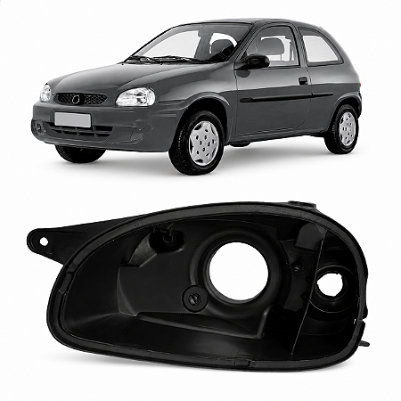 CARCAÇA FAROL DIANTEIRO CORSA 19994-2009 LADO ESQUERDO PRETA