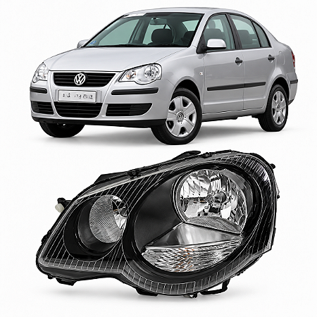 FAROL POLO MANUAL 2007 A 2014 MASCARA NEGRA LADO ESQUERDO