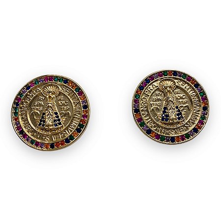 Pingente Medalha Nossa Sra Aparecida - 25mm