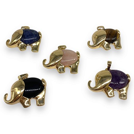Pingente Elefante - Pedras Naturais