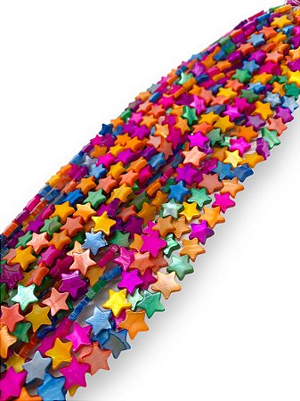Fio de Madrepérola Estrela Colorida 9mm
