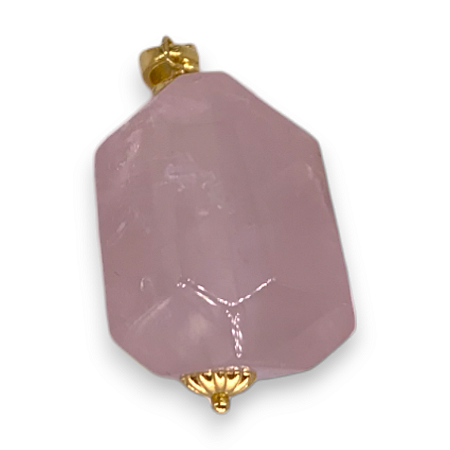 Pingente Quartzo Rosa - Facetado Irregular