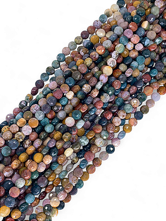 Jaspe Indiano Micro Moeda Facetada 4mm