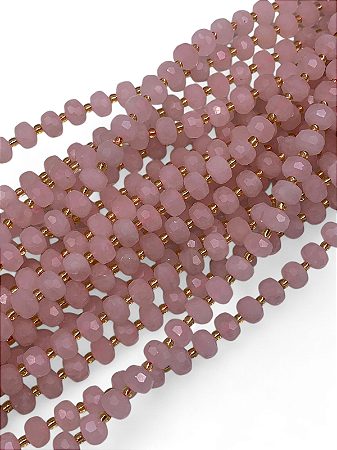 Quartzo Rosa Rondel Facetado