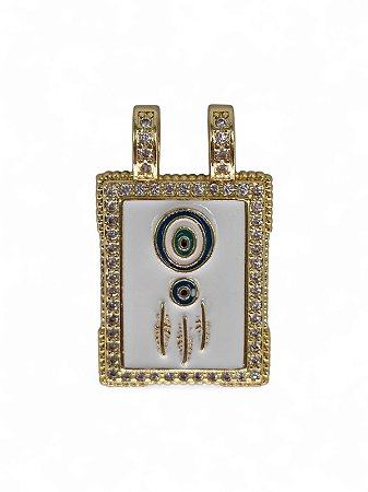 Pingente Olho Grego Dourado Esmaltado Com Zircônia