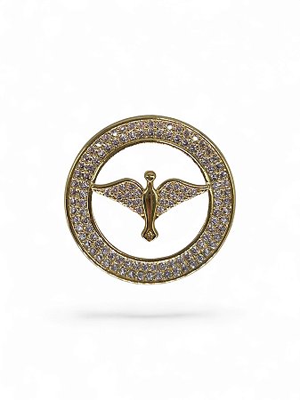 Pingente Espírito Santo Dourado Com Zircônia