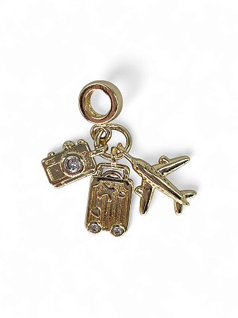 Berloque Viagem Banhado a Ouro