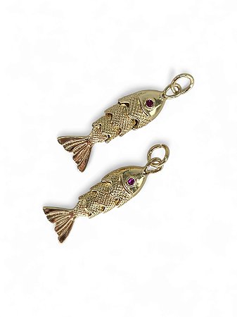 Pingente Peixe Articulado Micro Dourado