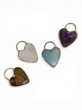 Pingente Coração Pedra Natural 25mm