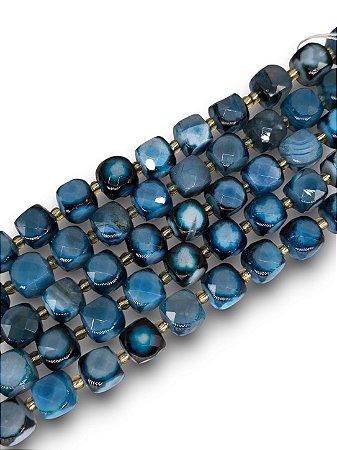 Ágata Azul Mesclada Cubo Facetado