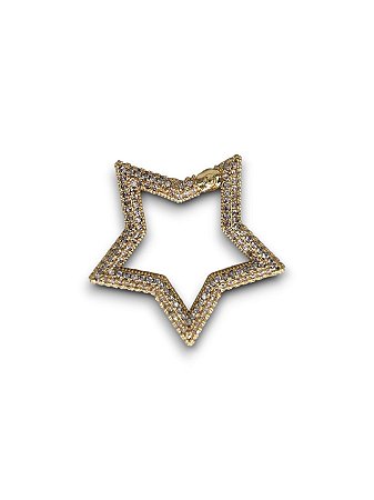Fecho Estrela Cravejado Micro Zircônia Dourado