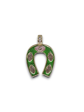 Pingente Ferradura Esmaltado Verde