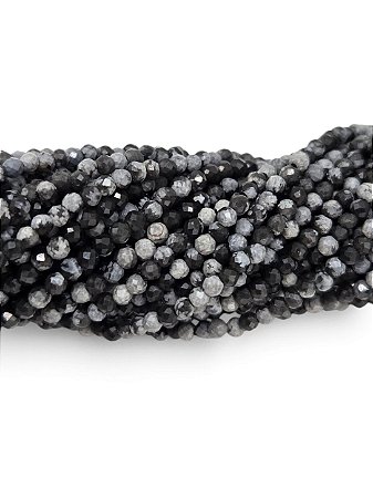 Obsidiana Floco de Neve Micro Esfera Facetada 2mm