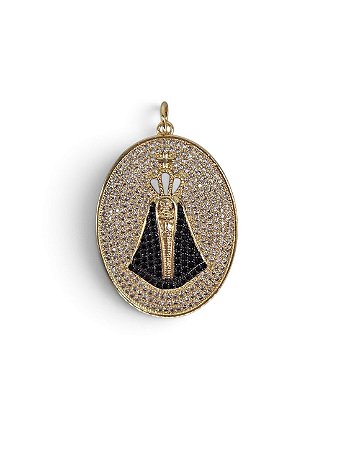Pingente Nossa Senhora Cravejado Oval