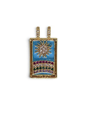 Pingente Esotérico Tarot O Sol Esmaltado Micro Zircônias