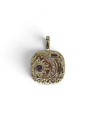 Pingente Medalha Lua e Sol
