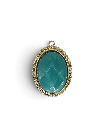Pingente Jade Oval Facetada