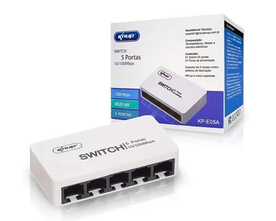 Switch Knup 5 Portas KP-E05A 10/100Mbps