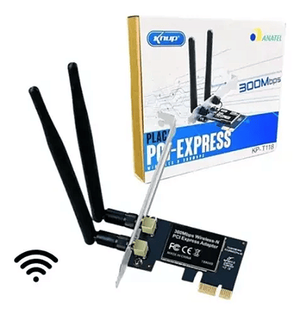 Placa De Rede  Knup Wifi Pci Express 2 Antenas