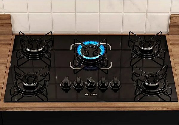 Fogão Cooktop Itatiaia 5 Bocas Dupla Mega chama Automático