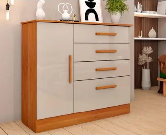 Cômoda de Quarto Chicago c/ 1 Porta e 4 Gavetas Várias cores.