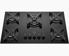Fogão Cooktop Dako Supreme 5 Bocas, com Mesa em Vidro, tripla Chama, Preto