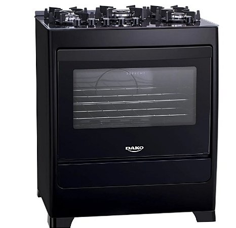Fogão 5 Bocas Preto com Mesa de Vidro Dako Supreme Glass Bivolt