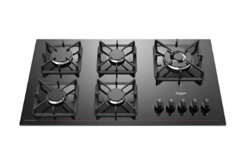 Cooktop a Gás 5 Bocas Preto com Mesa de Vidro e Tripla Chama Dako Diplomata Bivolt