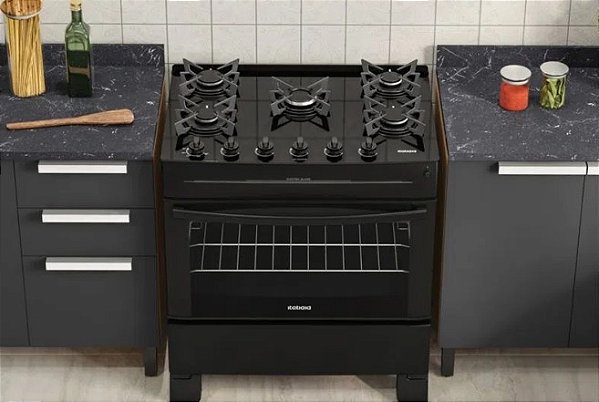 Fogão Electra Glass 5 Bocas Vidro Temperado Itatiaia Preto