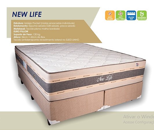 Cama Box NEW LIFE Molas Ensacadas individuais D28 Confort