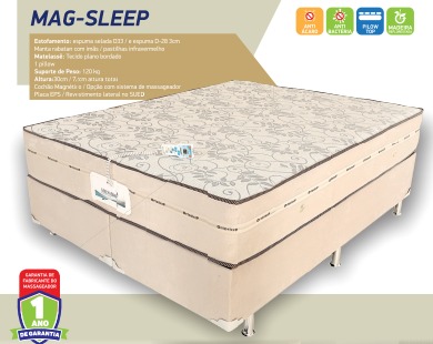Cama Box Magnético - Imãs - Pastilhas Infravermelho - Sistema Massageador – 72cm de altura
