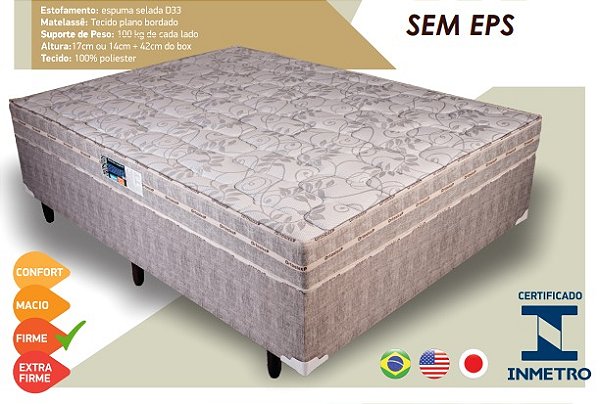 Cama Box Brutos - Espuma Selada D-33 14cm Densidade Firme 56cm Altura