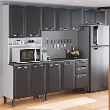 Cozinha Modulada Compacta em Aço 4 Peças 12 Portas 2 Gavetas Paneleiro Forno New Premium Itatiaia Grafite