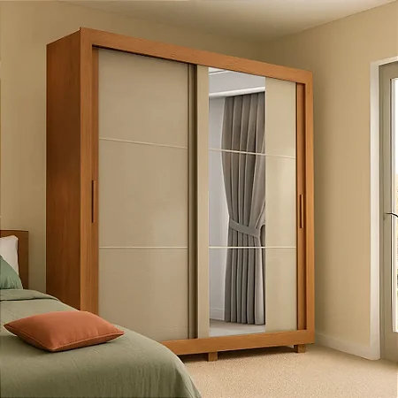 Guarda-roupa Casal 2 Portas 4 Gavetas Titanium com Espelho várias cores