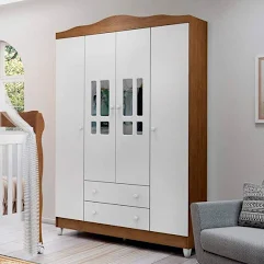 Guarda-Roupa Infantil 4 Portas 2 Gavetas MDF Ariel