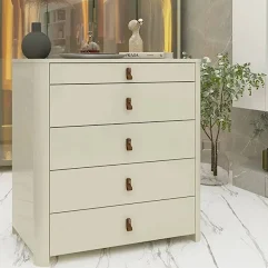 Cômoda Innova 5 Gavetas 100% Mdf com Vidro Off White - Gelius