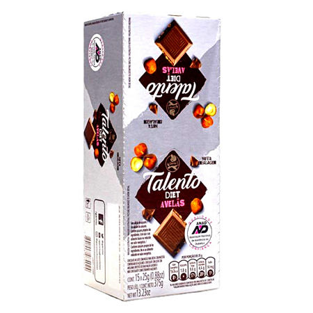 Chocolate ao leite com avelã Diet TALENTO Garoto 375g - c/ 15 un