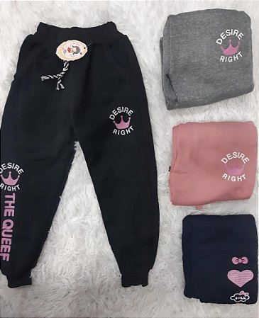 CALÇA MOLETOM INFANTIL MENINA 45 (DIVERSAS CORES/TAM 4 A 6 MESES)