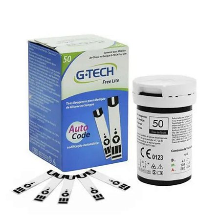Tiras reagentes para medidor de glicemia G-TECH lite | caixa com 50 unidades