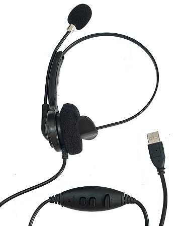 Fone/Microfone Auricular com conexão USB                                                .