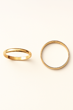 Aliança De Ouro 18k - Meia Cana Anatomica 2,50MM