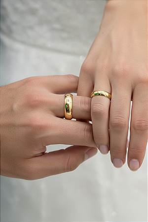 Aliança De Ouro 18k - Meia Cana Anatomica 6,00MM