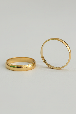 Aliança De Ouro 18k - Meia Cana Reta 3,00MM