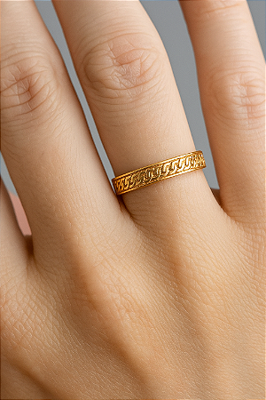 Aliança De Ouro 18k - 3D Elo Grumet 3,50MM